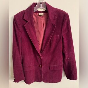 Vintage 80’s Oscar de la Renta Burgundy Corduroy Blazer Size M